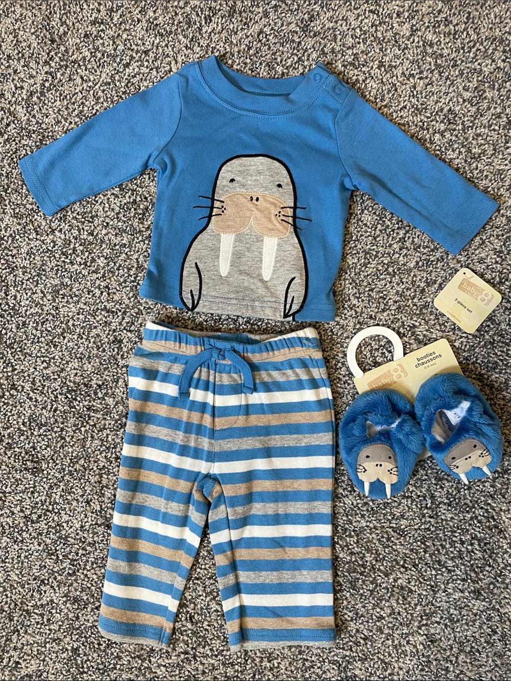 Baby 3-Piece Walrus Pajama Set Crazy8 100% Cotton 0-3m NWT